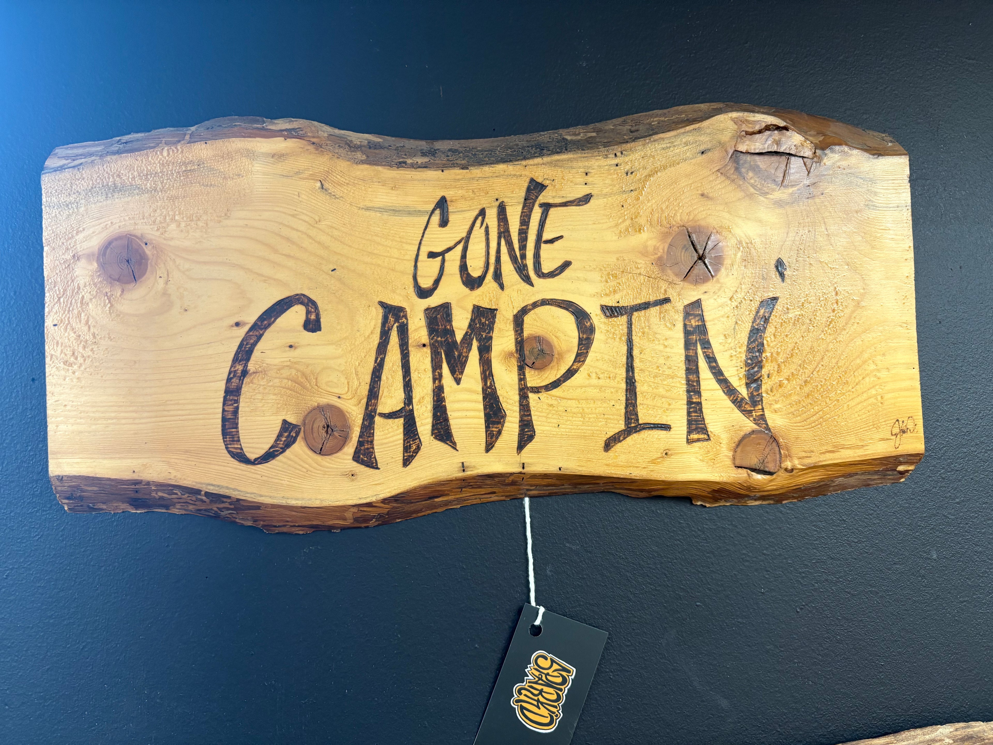 Handcrafted camp sign